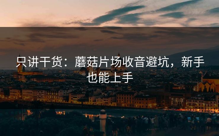只讲干货：蘑菇片场收音避坑，新手也能上手